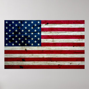 Amerikaanse vlaghout Rustiek, met kool-nood Poster