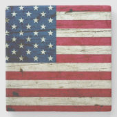 Amerikaanse vlaghout Rustiek, met kool-nood Stenen Onderzetter (Voorkant)