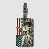 Amerikaanse vlagjacht en Gevist thema Bagagelabel (Voorkant (verticaal))