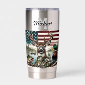 Amerikaanse vlagjacht en Gevist thema Geïsoleerde Drinkbeker (Achterkant)