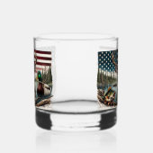 Amerikaanse vlagjacht en Gevist thema Whisky Glas (Links)