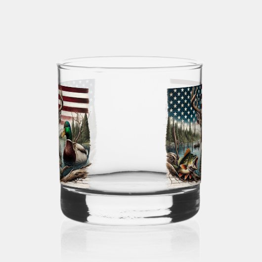 Amerikaanse vlagjacht en Gevist thema Whisky Glas (Rechts)