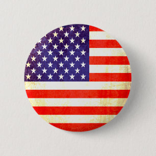 Amerikaanse vlagknoopbadge in rood wit en blauw ronde button 5,7 cm