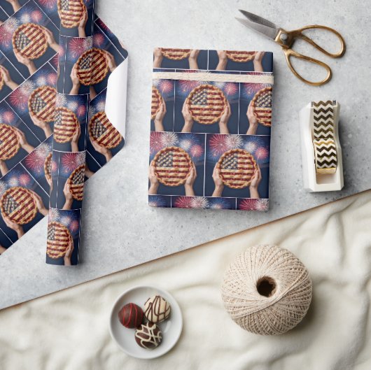 Amerikaanse vlagkorst op een kersenpastei cadeaupapier (Crafts)
