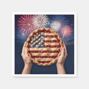 Amerikaanse vlagkorst op een kersenpastei servet