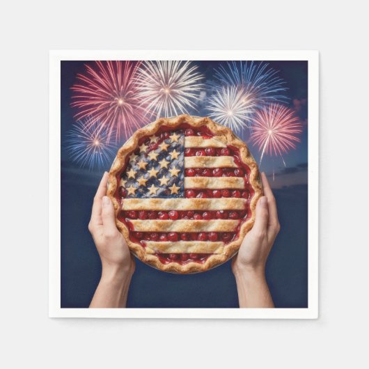 Amerikaanse vlagkorst op een kersenpastei servet (Voorkant)