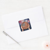 Amerikaanse vlagkorst op een kersenpastei vierkante sticker (Envelop)