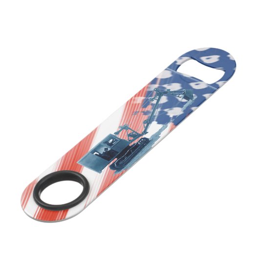 Amerikaanse vlagkraan en schoppenbouw vroeg speed flessenopener (Voorkant Gekanteld)