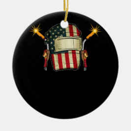 Amerikaanse vlaglassen Helmet Shape Cute Welder Keramisch Ornament