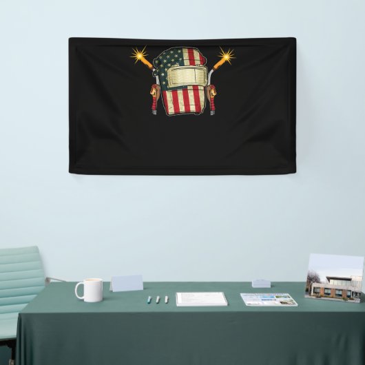 Amerikaanse vlaglassen Helmet Shape Cute Welder Spandoek (Beurs)