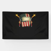 Amerikaanse vlaglassen Helmet Shape Cute Welder Spandoek (Horizontaal)