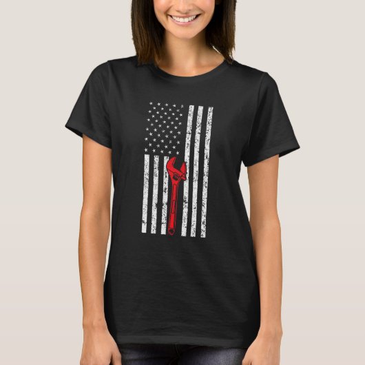 Amerikaanse vlagmoersleutel voor auto t-shirt (Voorkant)