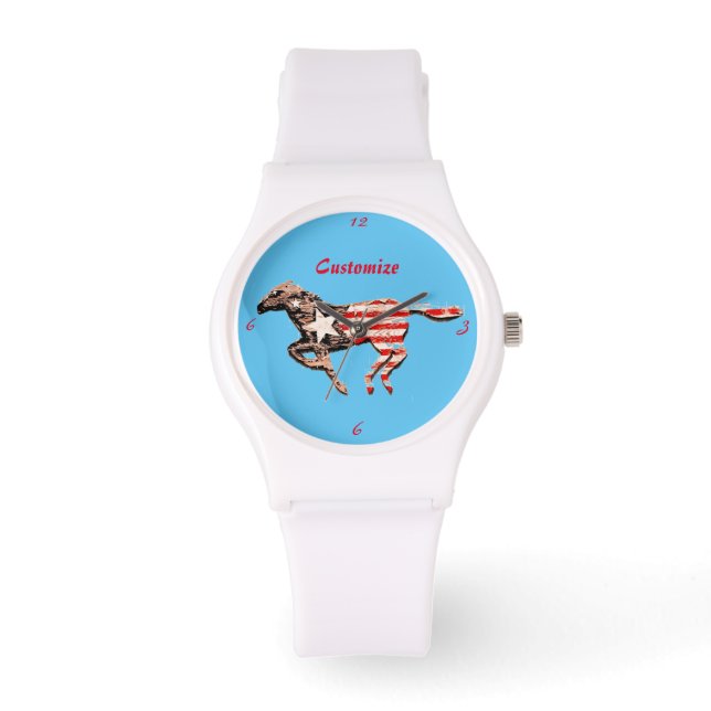 Amerikaanse vlagpaard met Thunder_Cove Horloge (Voorkant)