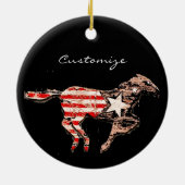 Amerikaanse vlagpaard met Thunder_Cove Keramisch Ornament (Achterkant)