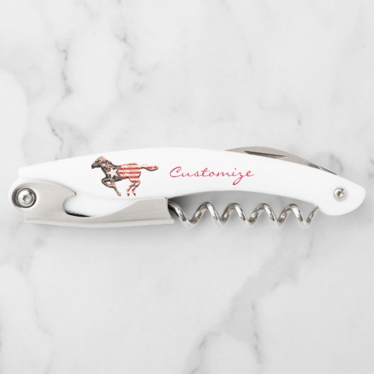 Amerikaanse vlagpaard met Thunder_Cove Kurkentrekker (Voorkant)