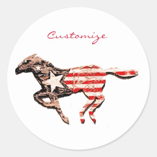Amerikaanse vlagpaard met Thunder_Cove Ronde Sticker (Voorkant)