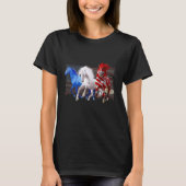 Amerikaanse vlagpaarden Patriotic Red White Blue 4 T-shirt (Voorkant)