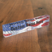 Amerikaanse vlagpatriotticum naambordje (Zijkant)