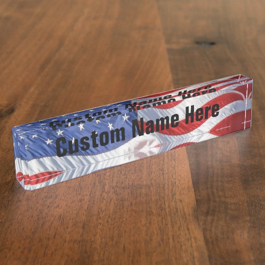 Amerikaanse vlagpatriotticum naambordje (Zijkant)