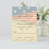 -Amerikaanse vlagpatriottisch huwelijk RSVP Kaartje (Staand voorkant)