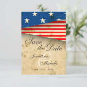 -Amerikaanse vlagpatriottisch huwelijk Save The Date (Staand voorkant)