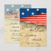 -Amerikaanse vlagpatriottisch huwelijk Save The Date (Voorkant / Achterkant)
