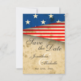 -Amerikaanse vlagpatriottisch huwelijk Save The Date