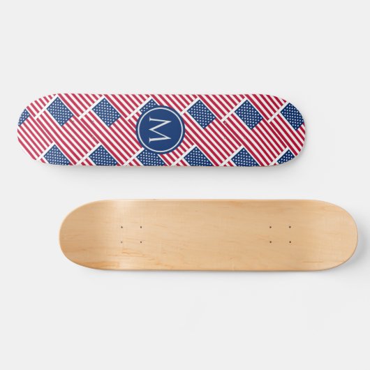 AMERIKAANSE Vlagpatriottische aangepaste MONOGRAM Persoonlijk Skateboard (Horizontaal)