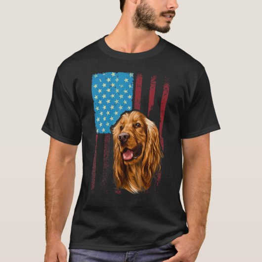 Amerikaanse vlagpatriottische hond Cocker Spaniel T-shirt (Voorkant)