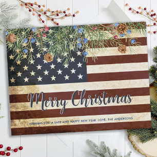 Amerikaanse vlagpatriottische kerst Briefkaart