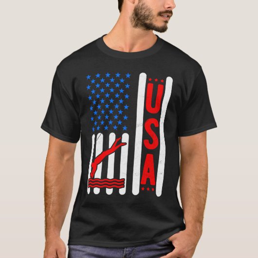 Amerikaanse vlagpatriottische Mannen Vrouwen zwemm T-shirt (Voorkant)