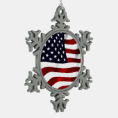 Amerikaanse vlagpatriottische onafhankelijkheidsda tin sneeuwvlok ornament (Links)