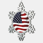 Amerikaanse vlagpatriottische onafhankelijkheidsda tin sneeuwvlok ornament (Rechts)