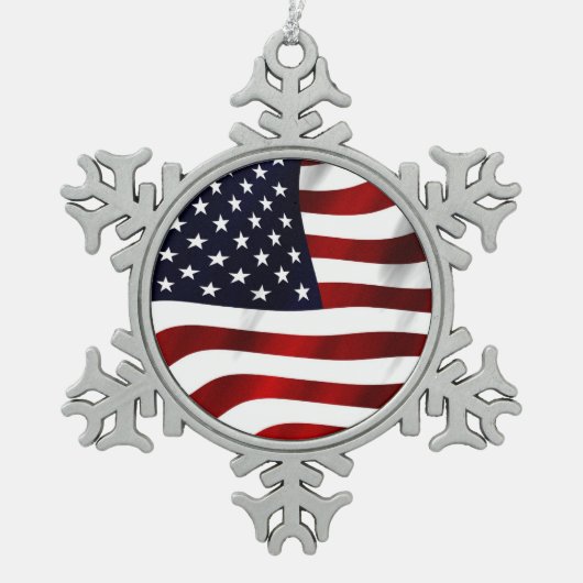Amerikaanse vlagpatriottische onafhankelijkheidsda tin sneeuwvlok ornament (Voorkant)
