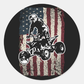 -Amerikaanse vlagpatriottische Quad Bike Rider Ronde Sticker