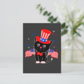 Amerikaanse vlagpatriottische zwarte kat briefkaart (Staand voorkant)
