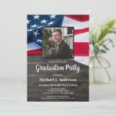 Amerikaanse vlagpolitie Foto Afstuderen Invi Kaart (Staand voorkant)