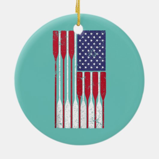 Amerikaanse vlagroeioever stoot de Amerikaanse roe Keramisch Ornament (Achterkant)