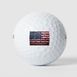 Amerikaanse vlagschildering op een bakstenen muur golfballen