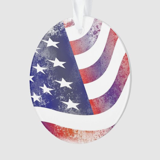 Amerikaanse vlagsterren en kerststaven ornament (voorkant)