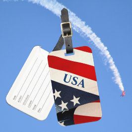 Amerikaanse vlagsterren en Stripes Red White en Bl Bagagelabel