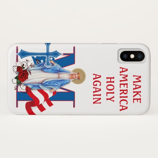 AMERIKAANSE VLAGVIRGIN MARY RELIGIOE ROZEN Case-Mate iPhone CASE (Achterkant (horizontaal))