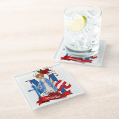 AMERIKAANSE VLAGVIRGIN MARY RELIGIOE ROZEN GLAZEN ONDERZETTER (Schuin)