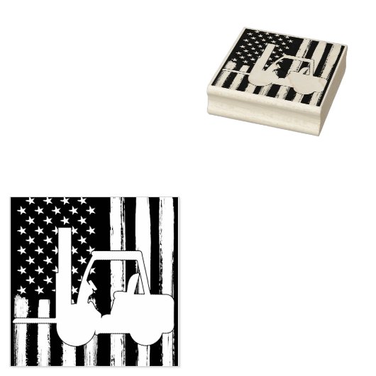 Amerikaanse vlagvorkheftruck Rubberstempel (Gestempeld)