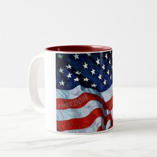 Amerikaanse vlagvrijheid is nooit vrije Mok (Voorkant links)