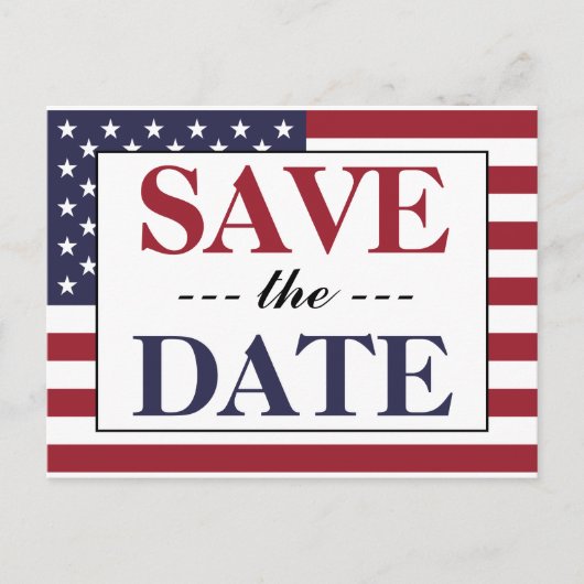 Amerikaanse vlagwedstrijd bewaart de datum aankondigingskaart (Voorkant)