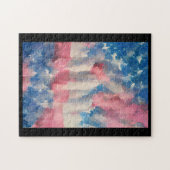 Amerikaanse vlagwolken Op 4 juli abstracte herdenk Legpuzzel (Horizontaal)