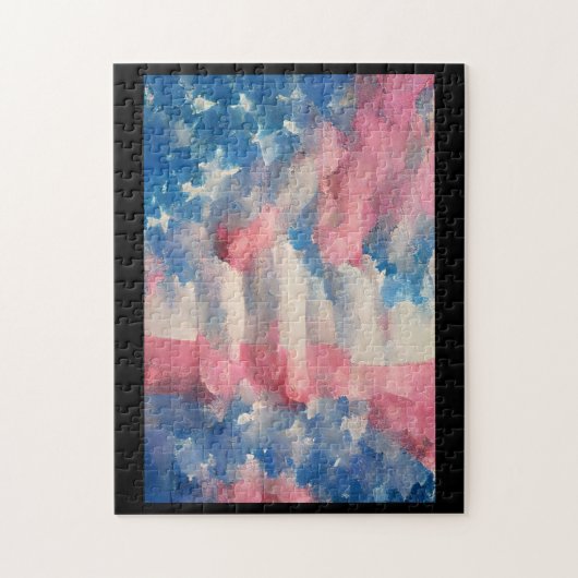 Amerikaanse vlagwolken Op 4 juli abstracte herdenk Legpuzzel (Verticaal)