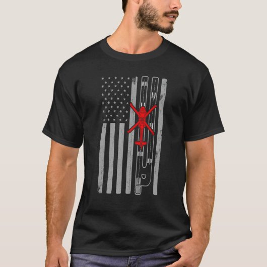 Amerikaanse vliegbaan met zwarte helikopter t-shirt (Voorkant)