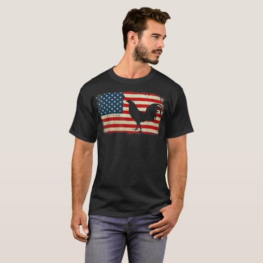  Amerikaanse vliegdekmantel Fowl Rooster T-shirt (Voorkant volledig)
